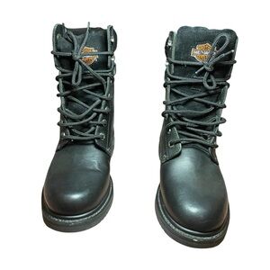 Harley Davidson Men's USA 9.5 Black Leather Lace-Up Motorcycle Boots